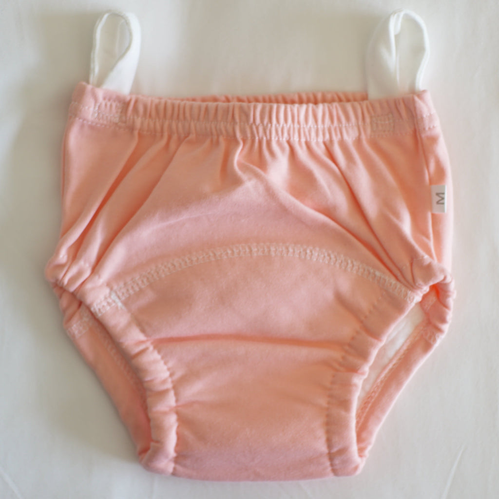 salmon colored training underwear with loops on waistband