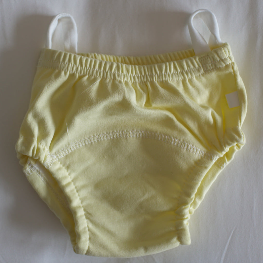 yellow training underwear with loops on waistband